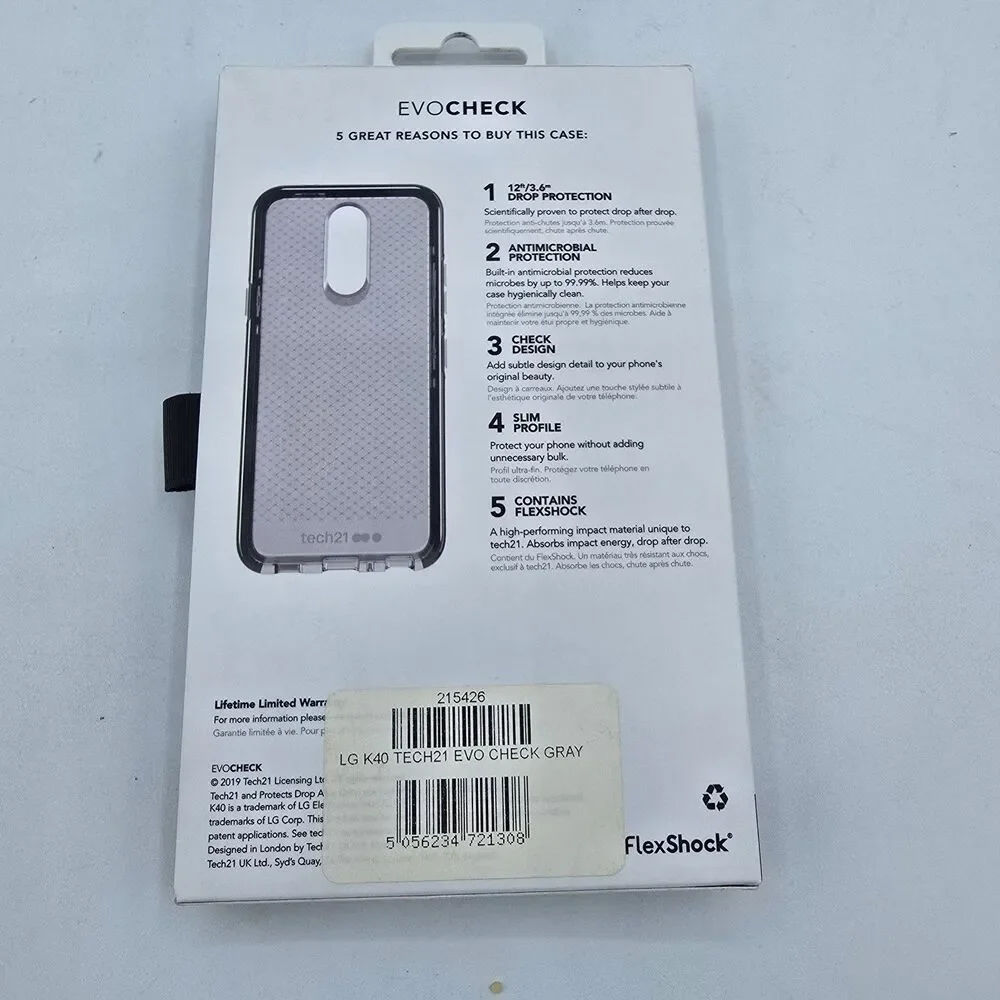 Tech 21 Evo Check Series Gel Case for LG K40 - Smokey Black